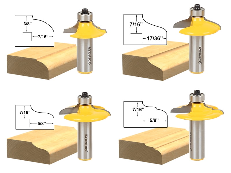 Yonico 4 Bit Drawer Front & Door Front Router Bit Set1/2