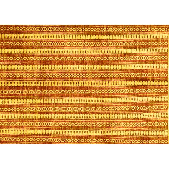 Ahgly Company Machine Washable Indoor Rectangle Abstract Yellow Contemporary Area Rugs, 5' x 7'