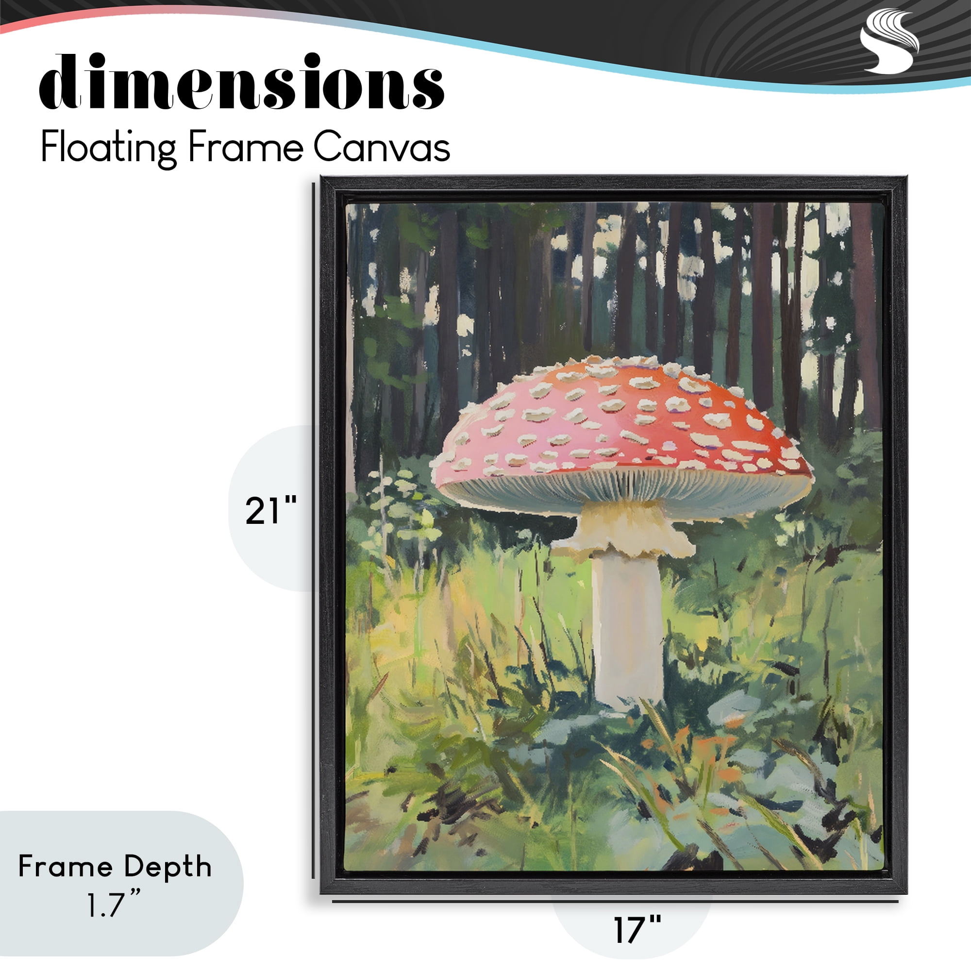 Stupell Industries Red Mushroom in Sunlit Forest Black Framed Floater Canvas Wall Art, design by The Prints Vibe