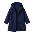 thumbnail image 4 of GiLiling Kids Toddler Boys and Girls Single Breasted Pea Coat Wool Blend Trench Coat Long Sleeve Mid Length Hooded Overcoat ﻿ (Blue, 9-10 Years), 4 of 4