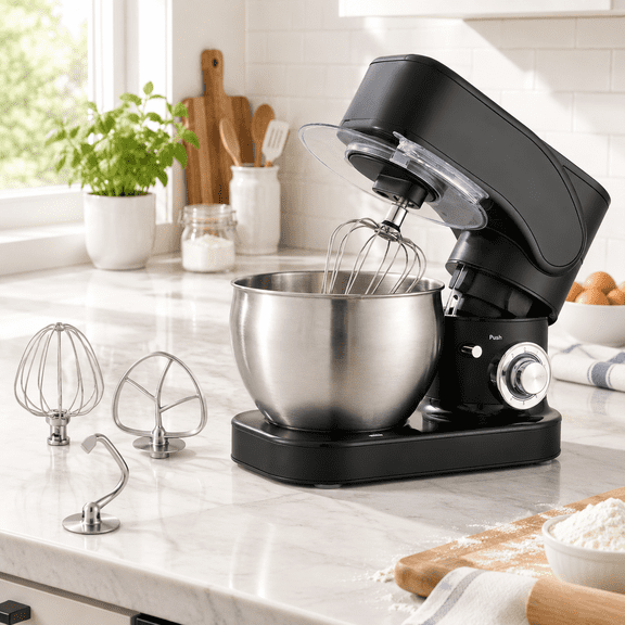 Stainless Steel 6-speed 7.4qt Stand Mixer Black