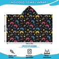 thumbnail image 2 of Blue Controllers Games Icons Black Pattern Hooded Bath Towel，60"x35" for Ages 3 To 12 Kids, Quick Dry Lightweight Soft Microfiber Hood Beach Towel Cover Up for Kids, 2 of 7