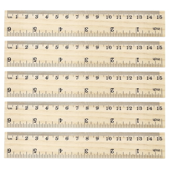 Uxcell 6 Inch Wooden Rulers, 12Pcs Drafting Ruler Measuring Drafting Tools with Centimeters and Inches for Office Home Teacher Drawing Supplies, Wood