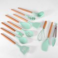 thumbnail image 2 of Utensilios de cocina de silicona con mango de madera multicolor, pala antiadherente para ollas y sartenes individuales, 2 of 2