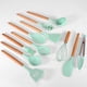 thumbnail image 2 of Utensilios de cocina de silicona con mango de madera multicolor, pala antiadherente para ollas y sartenes individuales, 2 of 2