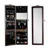 Organizedlife Wood Wall or Door Mounted Jewelry Armoire Cabinet With Full-length Mirror Holder with Lock ,Brown