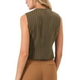 thumbnail image 3 of INSPIRE CHIC Women's Formal Button Down V Neck Vintage Striped Waistcoat Vest L Brown, 3 of 5