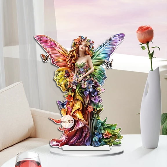 Flower Fairy Ornament Home Garden Angel Wing Decoration Desktop Statue for Indoor and Outdoor Decor