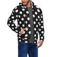thumbnail image 5 of JUNZAN Black and White Polka Dot Print Men's Zip Up Hoodie Athletic Hoodies Long Sleeve Hooded Sweatshirts With Pockets (S-3XL), 5 of 6