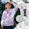 thumbnail image 6 of Uorisanigo Oversized Sweatshirts for Teen Girl, Comfortable Cute Axolotl Star Girls Half Zip Pullover Sweatshirt, Long Sleeve Pullover Crop Tops Athletic Tops Hoodies Trendy Clothes, 6 of 7