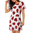 thumbnail image 2 of Kuqiui Ladybug And Heart Pattern Women's Short-sleeved Nightgown,Casual Sleep A-line Sleepwear Comfy Sleepshirt,Cute Breathable Nightdress Ruffle - X-Large, 2 of 7
