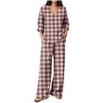 thumbnail image 2 of Hvogkswy Pajamas for Women Set Long Sleeve V Neck Tops and Drawstring Pockets Trousers Oversized 2 Piece Outfits Lightweight Breathable Casual Lounge Sets, 2 of 6
