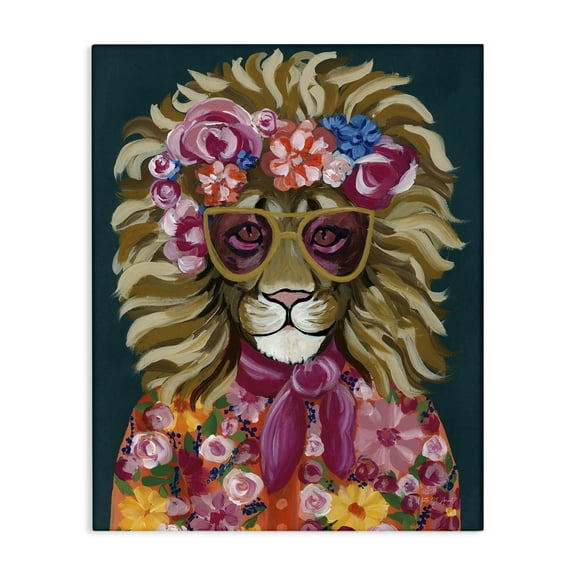 Stupell Industries Miami Living Lion Animals Painting Wrapped Canvas Art Print Wall Art, 16 x 20