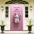thumbnail image 6 of BBilaBu Easter Bunny Wreath Door Cover, Spring Garden Flag for Front Door, Reversible Hanging Cloth Decor with Eggs and Flowers, 70x35 Inch (A), 6 of 9