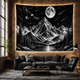 thumbnail image 6 of Mountain Lake Monochromatic with Nocturnal Detailed Anchored, Mystical Fantasy for Space Lovers, Wall Decor, Housewarming Gift, Tapestry Wall Hanging for Dorm and Living Room, 6 of 7