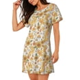 thumbnail image 2 of Disketp Rétro Années 70 60 Fleur pour Femmes Chemise de Nuit Manches Courtes Col Rond Mignonne Robe de Nuit Confortable, 2 of 6