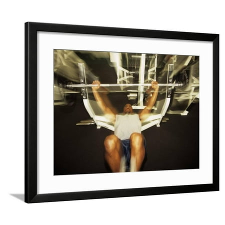 Male Working Out with Wieghts in a Health Club, Rutland, Vermont, USA Framed Print Wall Art By Paul
