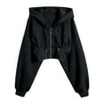 thumbnail image 4 of SGMVNU Women's Hoodies Casual Zip up Hoodies Cropped Cardigan Jacket Drawstring Hooded Sweatshirts Casual Long Sleeve Top Winter Clothes 2025(Black, Size L), 4 of 9
