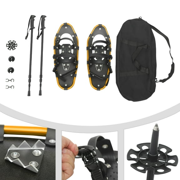 TFCFL 1 Pair 21 Inch Snowshoes with Trekking Poles Floor Standing Adjuatable Outdoor Skiing Kit