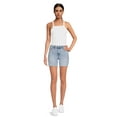 thumbnail image 3 of No Boundaries Juniors Frayed Hem Denim Bermuda Shorts, 3 of 5