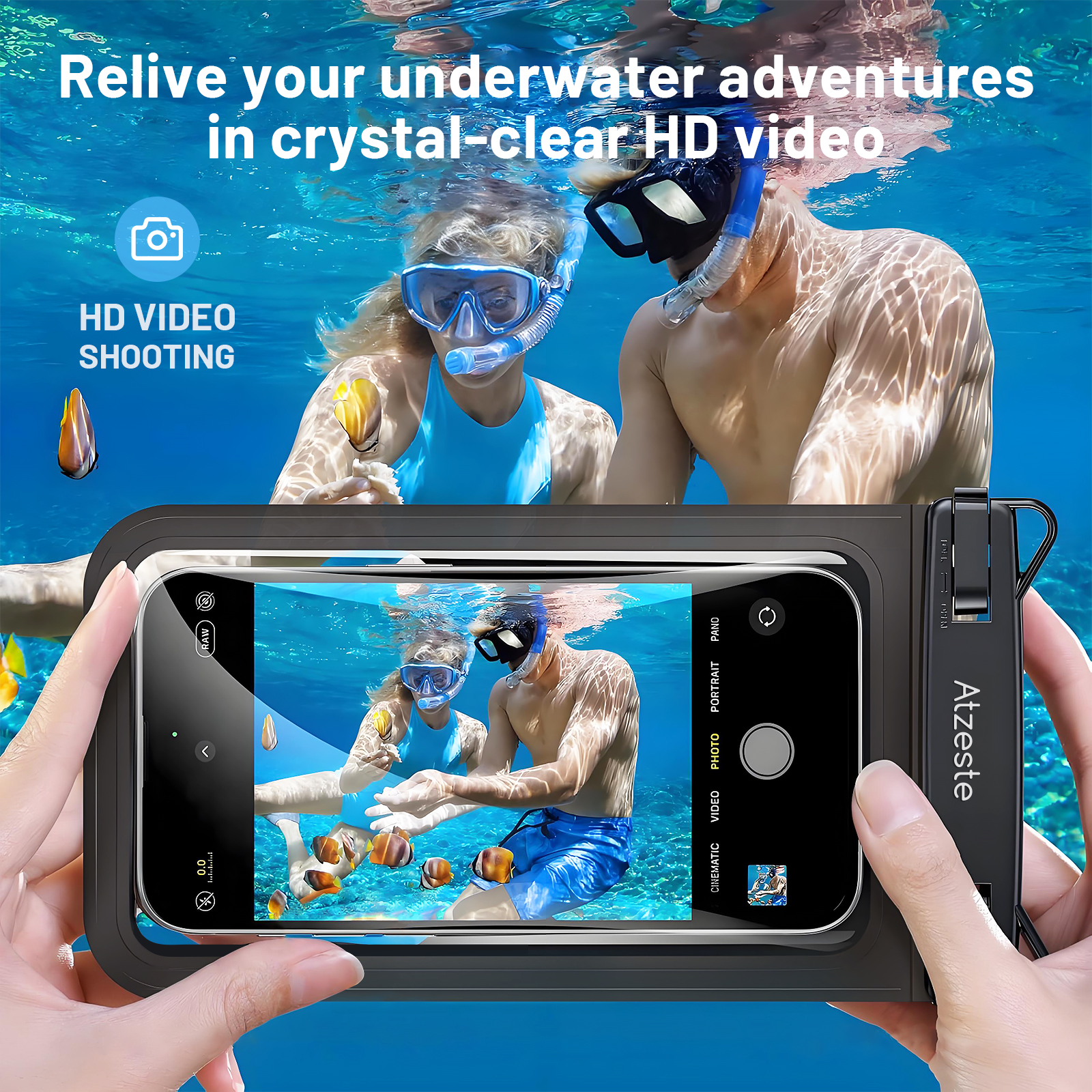 Atzeste 2-Pack Waterproof Phone Pouch IPX8 Black photo 6