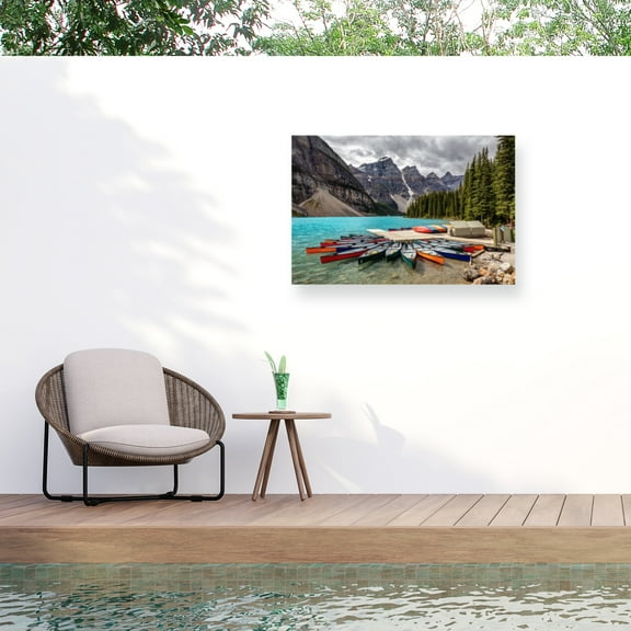 Pierre Leclerc 'Moraine Lake Docks' Outdoor Canvas