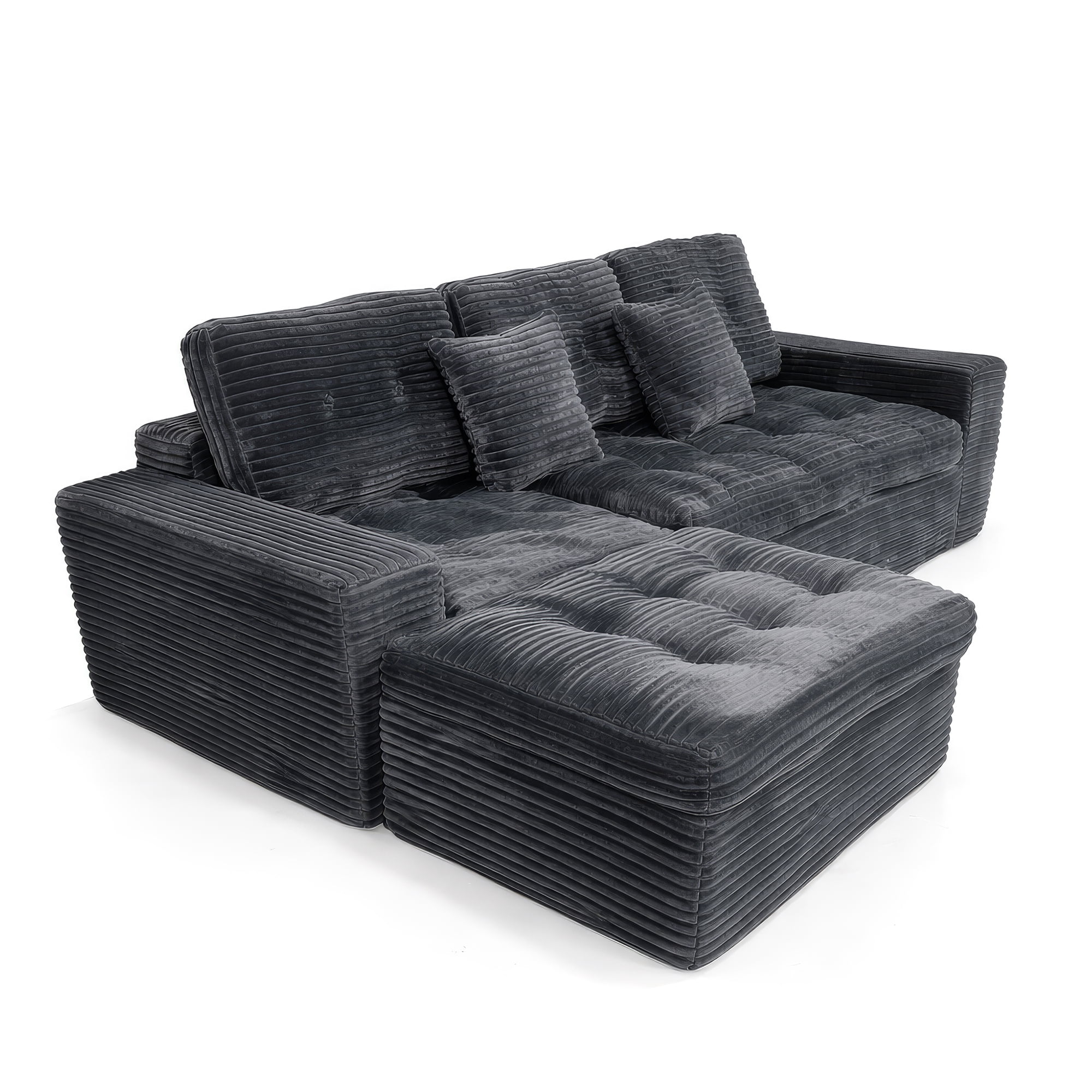 Modular L-Shaped Sectional Sofa with Ottoman, 105'' Cloud Sofa Set, 3-Seat Modular Sofa Couch for Living Room, DIY Combination