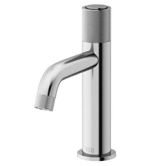 VIGO Apollo Button Operated Single-Hole Bathroom Faucet in Brushed Nickel