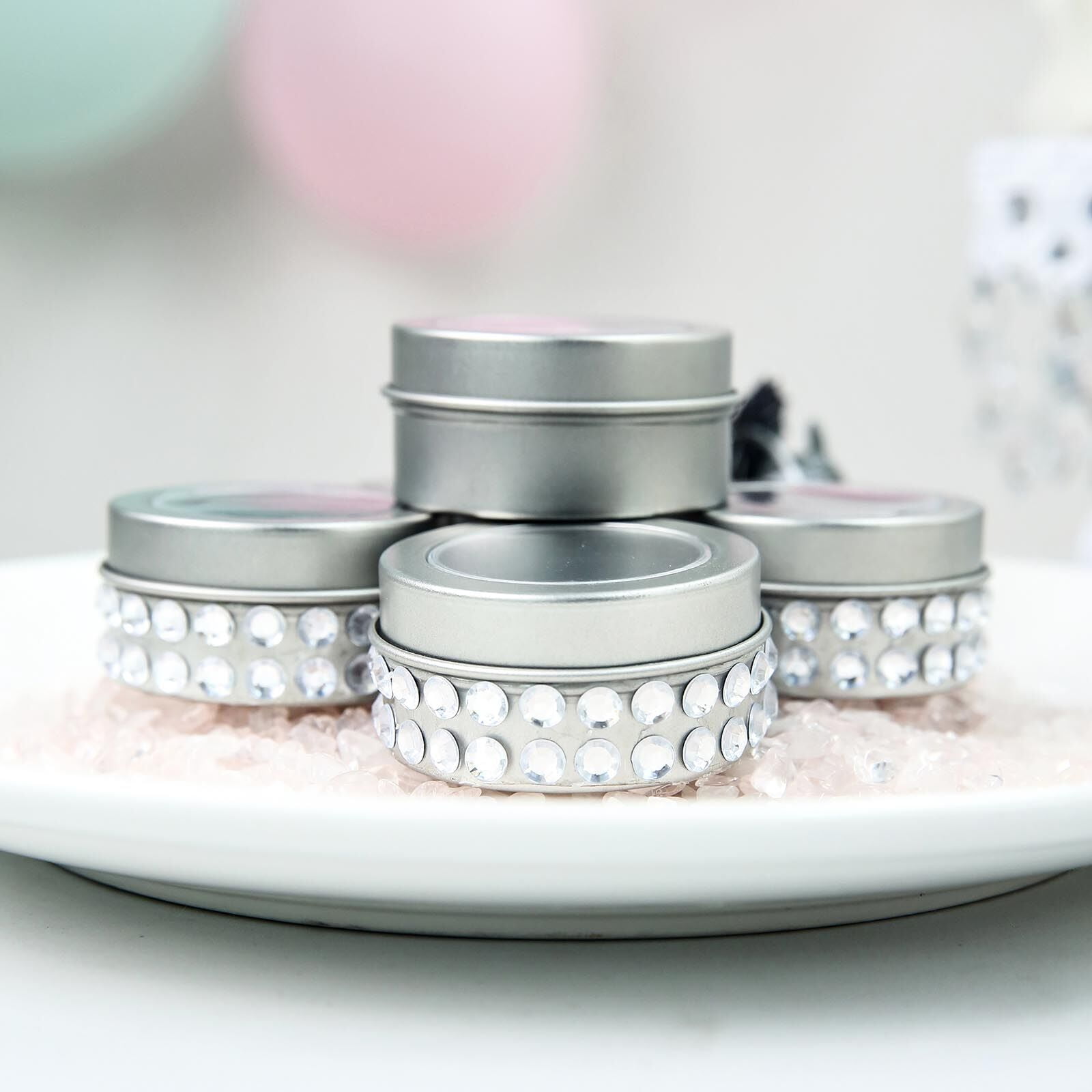 BalsaCircle 10 Silver Mint Tin Round Favor Boxes Clear Top Wedding Party Candy Gifts Baby Shower Decorations