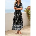 thumbnail image 4 of PRETTYGARDEN Womens Summer Boho Maxi Dress Trendy Short Sleeve V Neck Flowy Beach Floral Dresses with Pockets, 4 of 8