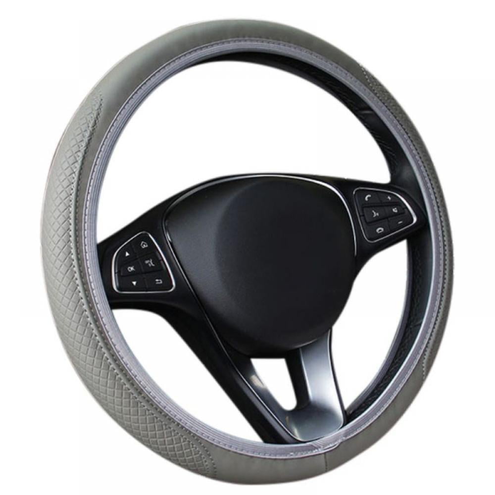 Suitable for Most Cars Vehicles SUVs Beige Universal Breathable Anti-Slip PU Leather Fit 15 Inch Anti-Slip Wheel Protector Car Steering Wheel Cover Car Interior Accessories for Men Women 