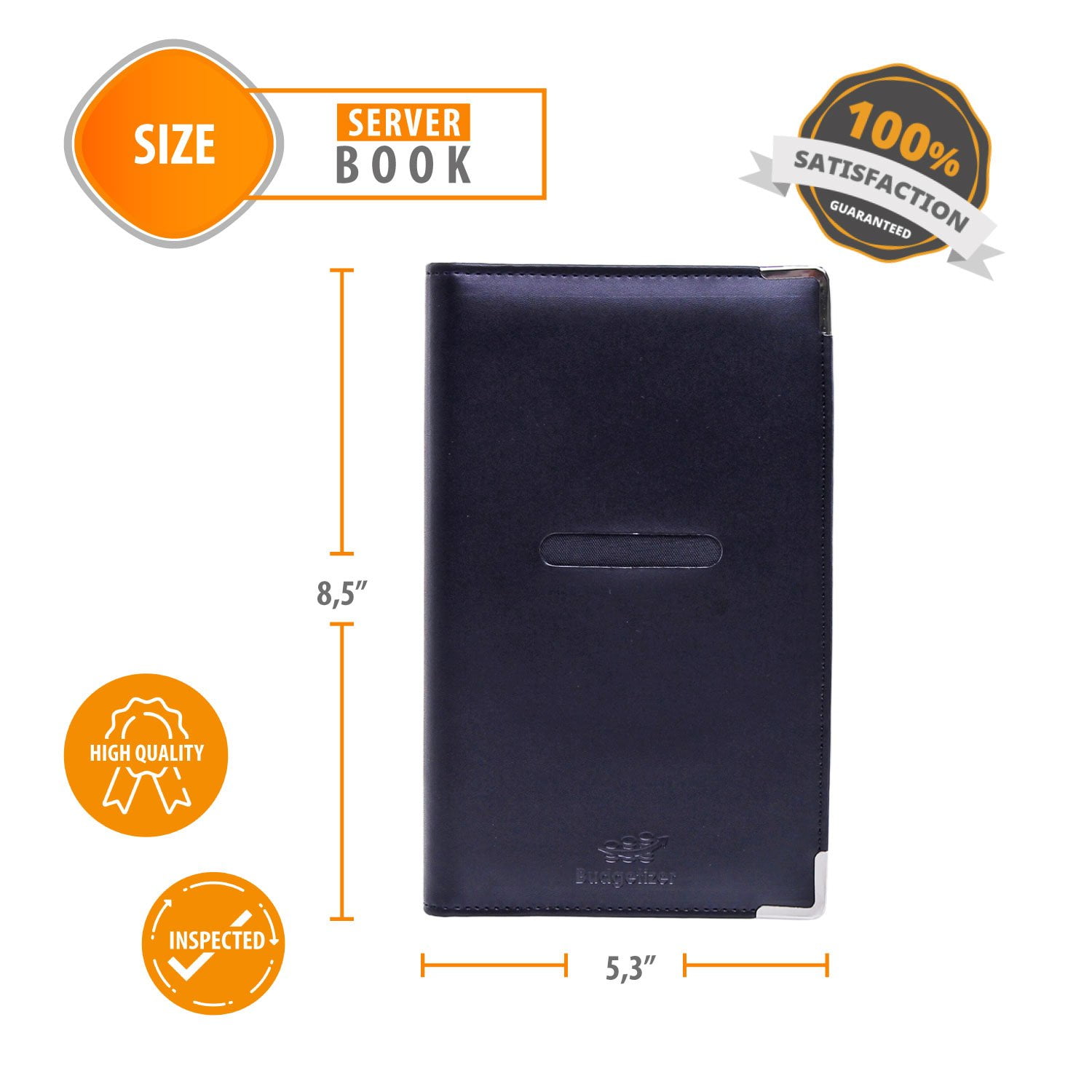 Waitress Server Book Wallet Organizer Bundled With Wine Opener Reading Flashlight Black 10 Pocket Waiter Pad For Restaurant Waitstaff Fits - 