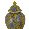 thumbnail image 3 of Chris Decorative Jar, Yellow Bird and Floral, Blue Ceramic 20 Inch, 3 of 6