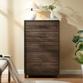 thumbnail image 3 of CHITOOMA Fluted Dresser for Bedroom, Modern Wooden 5 Drawer Tall Dresser, Chest of Drawers, Storage Cabine Living Room Hallway, Walnut, 3 of 13