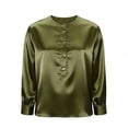 thumbnail image 5 of hotojiny Long Sleeve Shirts for Women Satin Silk Button up Dressy Casual Blouses Spring Fall Clothes Business Office Womens Tops, 5 of 5