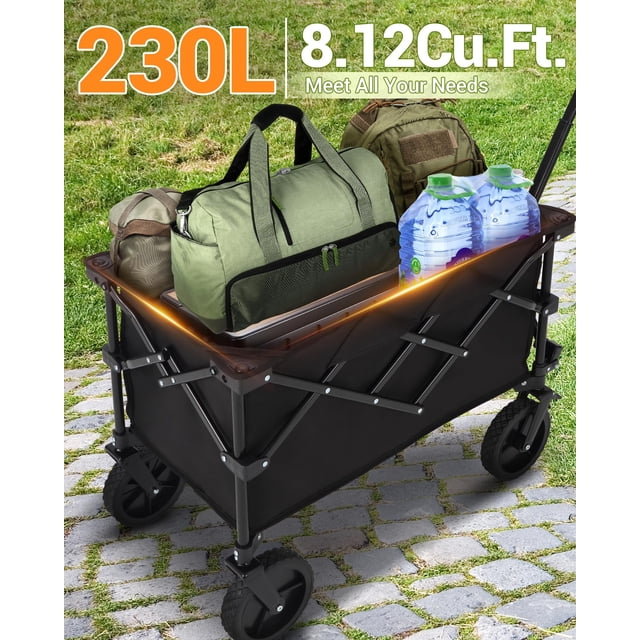 AKDSteel Wagon Cart Features 7" All-Terrain Wheels And a Foldable, Lightweight Frame, Making It a Portable Utility Wagon Ideal For Shopping, Groceries, Beach Trips, Or Gardening