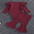 thumbnail image 3 of Newborn Baby Girl Boy Romper Bodysuit Top Ribbed Bell Bottom Pants Set 2Pcs Outfits, 3 of 6