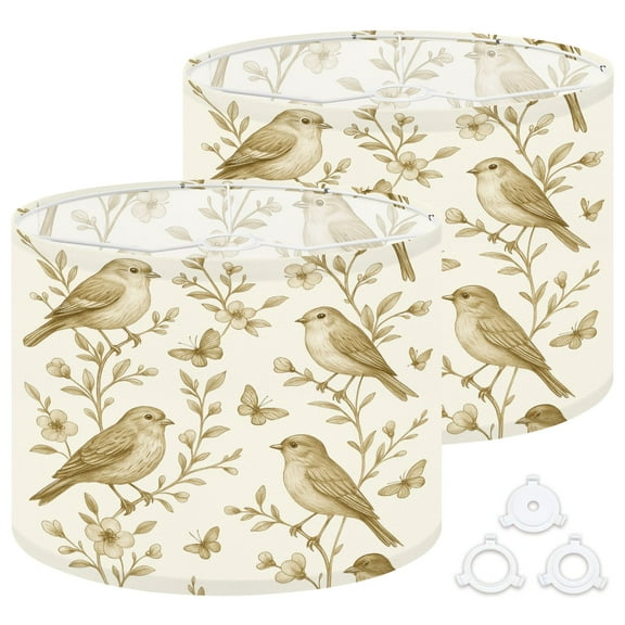 Lamp Shades Set of 2 Easy Assembly birds flowering branches monochrome for print for Drum Lampshades for Table Lamps Floor Lamps Pendant Light 13"x13"x10" Replacement Lamp Shade