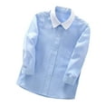 thumbnail image 3 of Children's Top - Classic Long Sleeve Performance Shirt for Boys Formal Stage Wear and Autumn School Outfits with Comfort Fit Design(Color:Sky Blue,Size:6-7 Years), 3 of 4