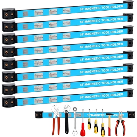 8Pack Magnetic Tool Holder Strip,Heavy Duty Magnetic Tool Bar, Metal Tool Organizer Rack Organization,Wall Mount Magnetic Tool Strips for Garage,Kitchen,Workshop (18inch)