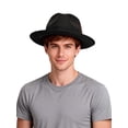 thumbnail image 3 of Deago Classic Fedora Hats for Men & Women Wide Brim Felt Hat Panama Dress Fedora Hat (Black-3), 3 of 9