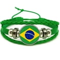 thumbnail image 1 of Pulsera de aficionado al fútbol de cuero sintético Brasil verde, 1 of 2