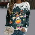 thumbnail image 2 of WEAIXIMIUNG Sweat-Shirt pour Femmes avec Fermeture Éclair Chandails de Noël pour Femmes Mode Adolescentes Manches Longues Col Rond Sweat-Shirt Mignon Renne Graphique Xmas (1), 2 of 4