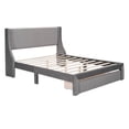 thumbnail image 4 of Queen Upholstered Storage Bed, Gray Velvet Wood Platform Bed with Headboard and A Big Drawer, 4 of 12