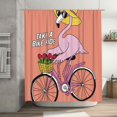 thumbnail image 5 of Honeii Flamingo Riding a Bicycle Print Shower Curtain 72x72in,Bathroom Curtain,Waterproof Fabric Shower Curtain Set with Hooks, 5 of 5