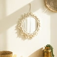 thumbnail image 5 of Espejo decorativo de pared con borlas redondas para el hogar creativo, estilo tapiz tejido hecho a mano, espejo de maquillaje, 5 of 5