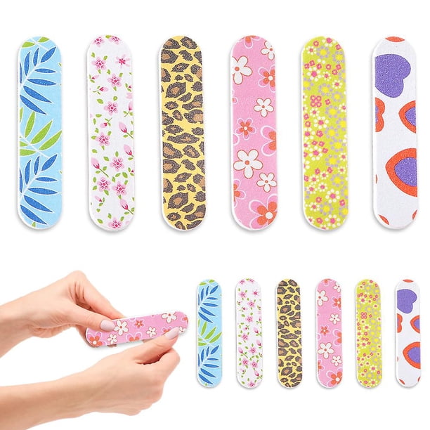 12 limas de uñas con tablero de esmeril para niña de colores