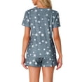 thumbnail image 3 of INSPIRE CHIC Women's Pajama Sets 2 Piece Short Sleeve Top and Shorts Loungewear Sleepwear with Pockets XS Deep Gray Star, 3 of 6