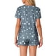 thumbnail image 3 of Conjuntos de pijama para mujer INSPIRE CHIC de 2 piezas, con camiseta de manga corta y pantalones cortos, ropa de descanso y pijama con bolsillos, S, gris oscuro con estrellas, 3 of 6