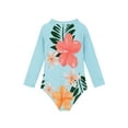 thumbnail image 6 of Zando Toddler Girl Long Sleeve One Piece Swimsuit Little Girl Quick Dry Bathing Suits with Zipper Girl Rash Guard Beachwear UPF 50+ Sun Protection Blue Flower 4-5T, 6 of 6